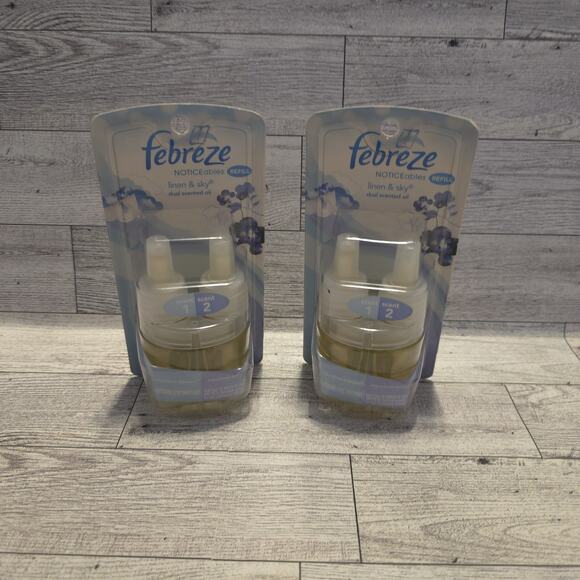 Febreeze Noticeables REFILL Linen & Sky Dual Scented Oil 2 Packs .879 Fl. Oz. - Picture 1 of 8